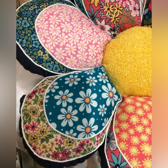 Vintage quilt inspired sunflower shaped boho bohemian decor floor‎ pillow new - Picture 15 of 17